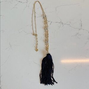 Lilly Pulitzer Gold and Navy Tassel Necklace